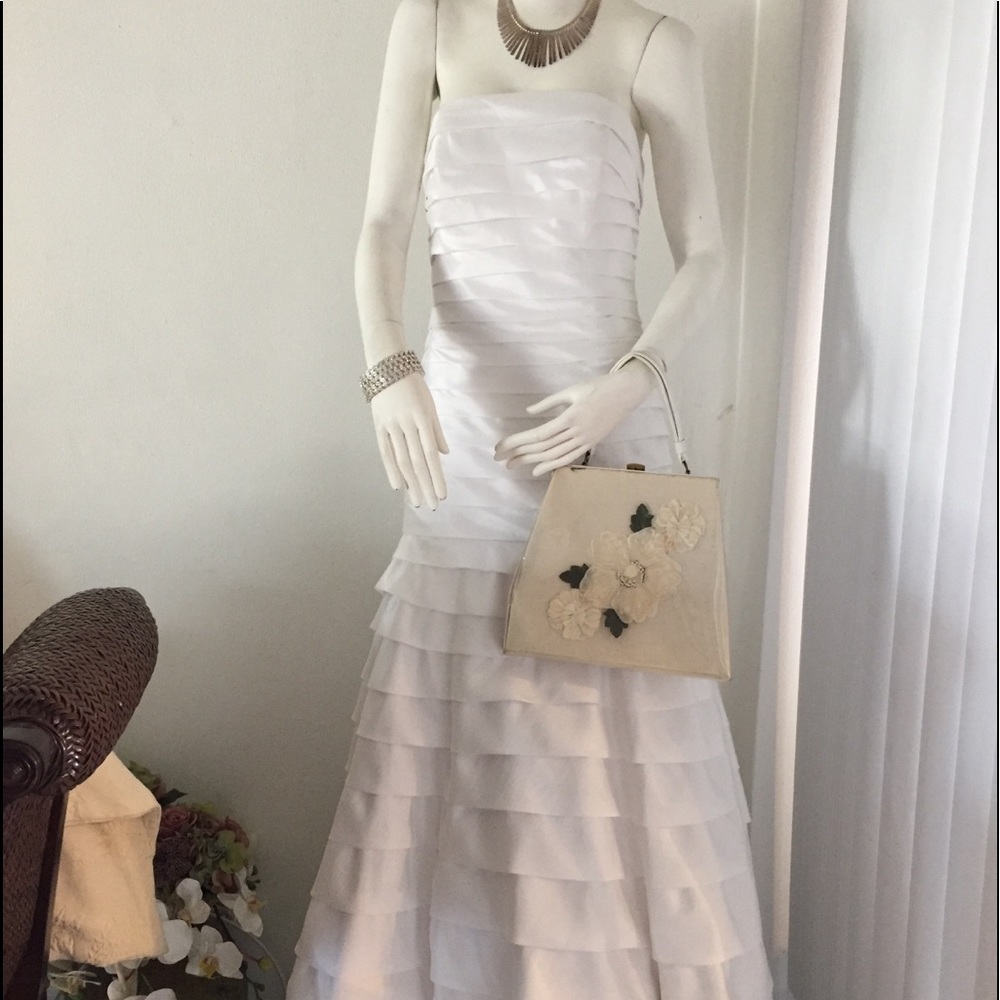 Beautiful White Layered Evening Dress